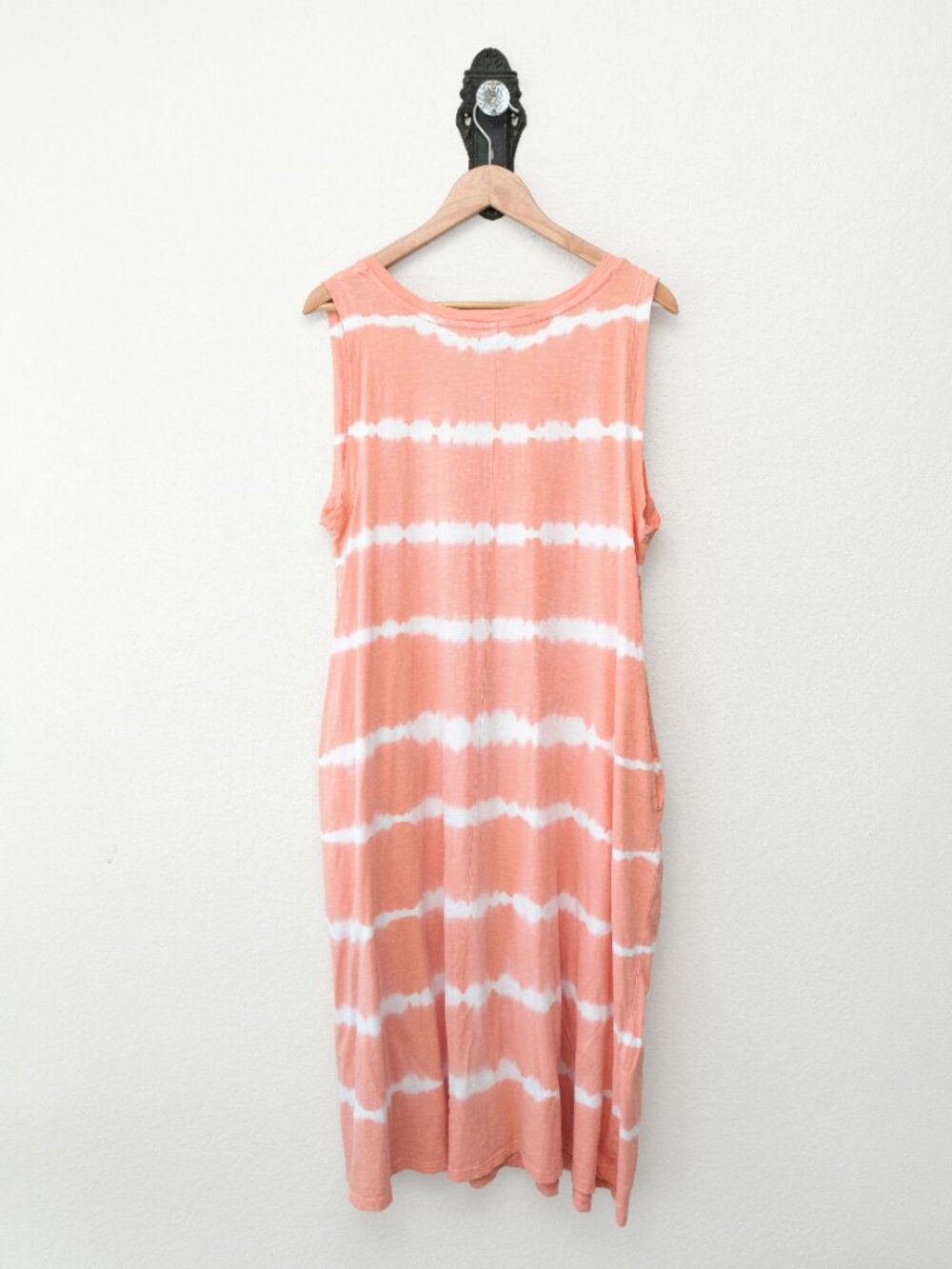 Lane Bryant Tie Dye Dress 14/16 Coral Pink White Sleeveless VNeck Pockets Cotton - Picture 10 of 14
